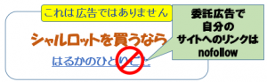 違反広告の例、サイトへの有料自演リンクでnofollowが必要