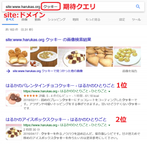 期待クエリにおいて、正しい検索順位で表示することを確認する