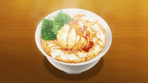 アニメ3期13話より鶏卵の天ぷら丼